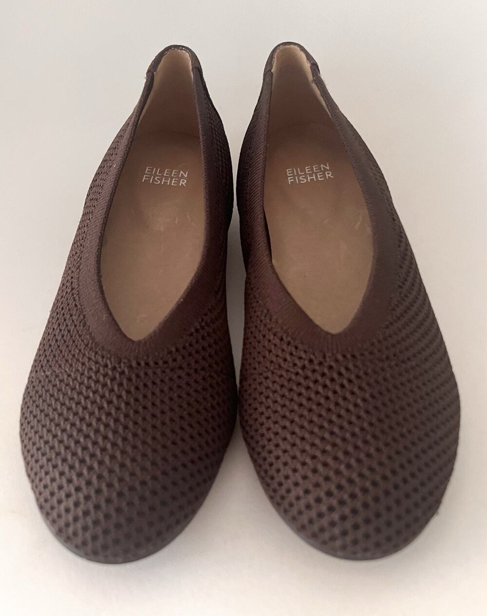 EILEEN FISHER UNA Stretch Knit Ballet Flats Women 5.5 Brown Comfort Shoes